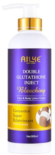 AILKE BOOST LUSTER Aufhellende Körperlotion mit Glutathion, intensiv feuchtigkeitsspendende, nährende, glatte, nicht fettende, strahlende Körpercreme, für alle Hauttypen, 500 ml