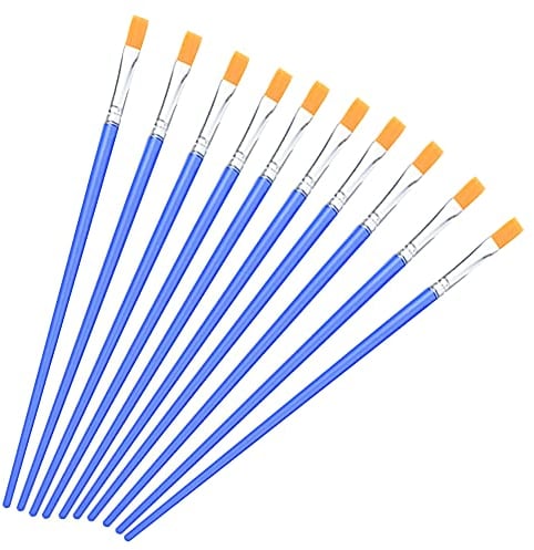 Paint Brushes 10 Piece Flat Nylon Artist Paint Brush Sets Oil Paint Art Brushes Watercolour Paint Brushes Single Size for Artists, Adults and Kids