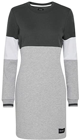 OXMO OXOmila Damen Sweatkleid Freizeitkleid Kleid Langarm Regular Fit, Größe:S, Farbe:Dark Grey Melange (1940071)