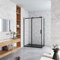 AICA SANITAIRE cabine de douche coulissante 140x80x200cm porte de douche + paroi latérale Hauteur 200cm En 8mm verre anticalcaire profilé noir mat
