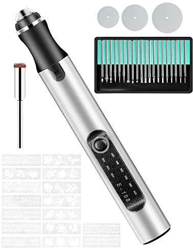 Elektrische Gravierstift Multifunktionaler Gravierwerkzeugsatz, ZITFRI Mini Graviergerät mit Gravurzubehör wiederaufladbarer Gravurwerkzeug Ätzstift für DIY Metall Glas Keramik Schmuck Gravur
