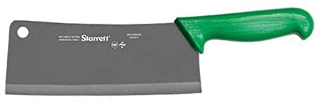 Starrett Coltello da Mannaia da Cucina in Acciaio Inox Dello Chef, Ampio Rettangolare da 8 Pollici (200 mm), Manico Verde (BKG509-8)