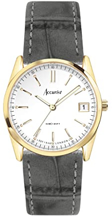 Accurist Everyday Womens Analogue Watch 30mm dial Gold Leather Strap | 50 Metres Water Resistance, date display, ion-plated case