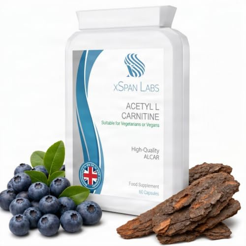xSpan Labs Acetyl-L-Carnitine 500mg 90 Capsules - High-Strength ALCAR | Acetyl-L-Carnitine 500mg 90 Capsules - High-Strength ALCAR with no D-carnitine - UK made - Suitable for Vegans.