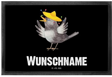 Mr. & Mrs. Panda Personalisierte Fußmatte Rabe Sombrero 40 x 60 cm - Personalisierte Geschenke, glücklich Sein, Bedrucken, Tiere, Wunschnamen,