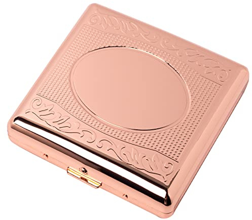 Modische klassische Metall Zigarettentasche/RFID Kreditkartenetui, kann 85mm 18-20pcs halten, passend für Männer und Frauen (E38-Rosegold)