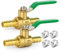 ERGAOBOY 2 Pcs 2 Way 10mm Straight Barb Shut Off Ball Valve, 10mm Hose Barb Switch Brass Ball Valve with 4 Clamps