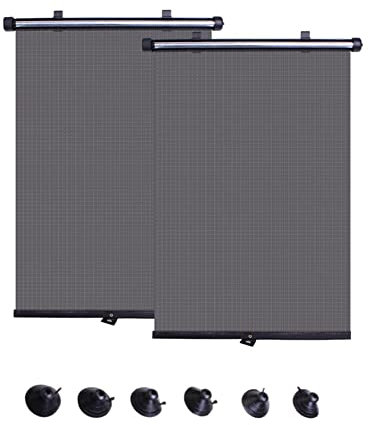 iSpchen Sonnenschutz Auto Sonnenrollo Autofenster Sonnenschutz Kinder Baby Rollos mit Saugnäpfen Auto Seitenfenster Sonnenschutz automatisch ausziehbarer Roll UV-Schutz Windschutzscheibe Rollos