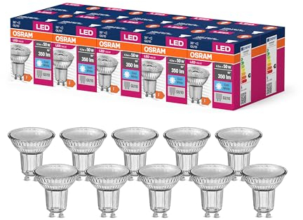 OSRAM LED Star Value PAR16 LED Lampe für GU10 Sockel, Reflektor-Lampe, GL, 350 Lumen, kaltweiß (4000K), Ersatz für herkömmliche 50W Glühbirnen, nicht dimmbar, 10er-Pack
