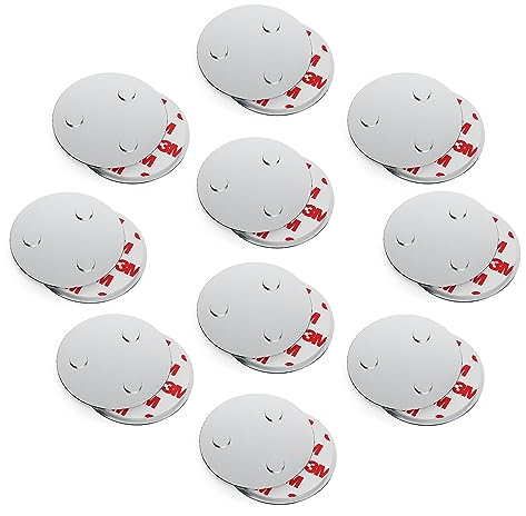 conecto, Magnet-Halterung, Starke Magnet-Befestigung, universell verwendbar, magnetisch und mit Bohrloch, geeignet für Rauch-Warn-Melder, 60mm, 10er Set