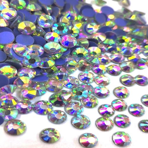 Liliume 1440 Pcs Hotfix Strasssteine SS20 Weiß-AB Strasssteine 20 Farben 4 Größen Runde Glas Strass für Kleidung Schuhe DIY Handwerk(Weiß AB-SS20)