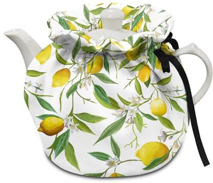 Poceacles Lemon Leaf Print Teapot Insulation Cover Tea Kettle Cover Tea Cosy Kitchen Tea Pot Cover Tea Cosy Tea Pot Cosy Decorative teapot Cover Teakettle Tote Bag Fabric Comfortable