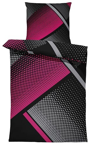 one-home Bettwäsche 135x200 cm Mikrofaser Bettbezug Fotodruck modern weich und kuschelig für Sommer und Winter geeignet, Farbe:Geometrisch Beere, Größe:4 teilig 135x200 cm