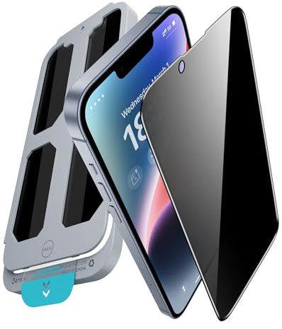 BENKS Sichtschutz für iPhone 14 Plus,13 Pro Max (6,7), Anti-Spähen Privatsphäre Schutzfolie Panzer Schutz Glas Folie Displayschutz mit Schablone - 1 Stück