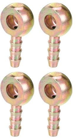 Hihaha Raccordo a barra filettata per tubo flessibile con bullone a banjo Adattatore per linea freno carburante per auto moto Metallo resistente 6mm ID 6mm OD / 4 pezzi tonalità bronzo