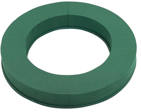 Nass Steckschaum Kranz 30cm mit ringförmiger Plastikunterlage - für Profi Floristen & Hobby Bastler - Frischblumen Steckschwamm Ring - Blumen Steckmasse - Floristik Zubehör & Floristikbedarf - Grün