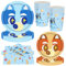 HFFJJLTU 40Pcs Cartoon Party Tableware, Blu-ey Party Tableware, Blu-ey Theme Birthday Party Set, Paper Plates, Napkins and Cups Dinnerware Set for Girls Kids Baby Shower Birthday Party Decorations