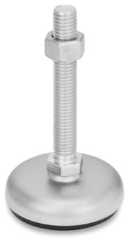 Ganter Normelemente | Edelstahl Stellfüße | mit Gummiauflage, schwarz | Spindel M12x125 | Fuß 80mm |GN 31-80-M12-125-B1-SK