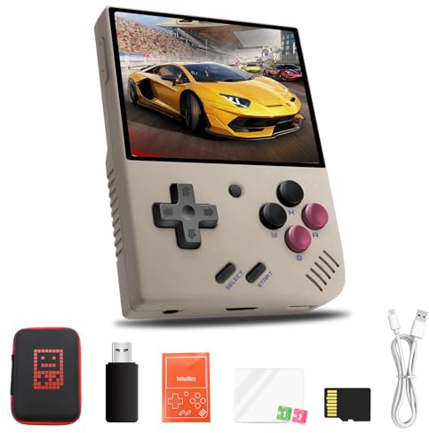 Myoo Mini Plus Console Portatile Retrogaming, OS Linux con schermo IPS da 3.5 pollici, supporta Gamepad wireless e uscita HDTV, Emulatore Console, con 5500+ giochi classici, 64G, Grigio Vintage