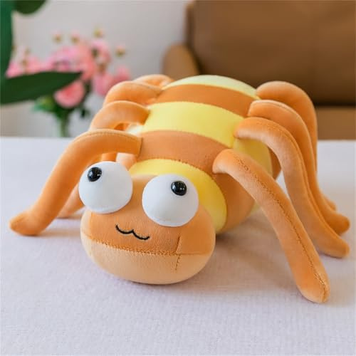 champracer Spinne Stofftier Kuscheltier, Lustig Spinne Wurfkissen, Kreative Plüsch Kuscheltier, Plüschtier für Erwachsene Und Kinder Halloween (30 cm,Gelb)