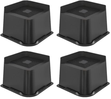 lulalula Heavy Duty Bed Risers 4-Pack (4 in) - L-Shape Furniture Leg Extenders for Bed, Sofa, Desk & Chairs | Non-Slip Design, 6000lbs Capacity