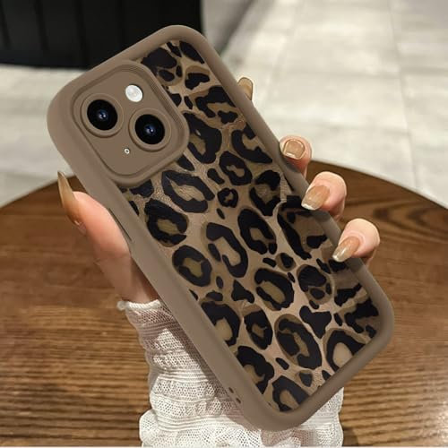 Genmoral Compatible with iPhone 14 Pro 6.1 Inch, Cheetah Print Shockproof TPU Protective Cover for Women Girls, Slim Anti Scratch Leopard Phone Case, Coffee