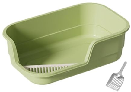 Dualoai Open Cats Litter Boxes Open Top Pet Litter Pan Easily Carry Cat Litter Container Pet Cat Toilet Sand Box Kitten Toilet, green