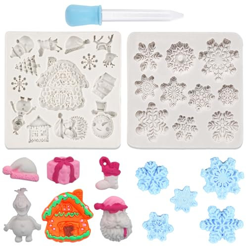 TYXHXTF 2 Pezzi Stampi in Silicone per Natalizi con Motivi Natalizi, Stampi per Cioccolatini, Stampi in Silicone per Cioccolatini di Natale, Muffin, Caramelle