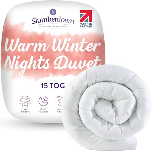 Slumberdown Warm Winter Nights King Size Duvet 15 Tog - Extra Thick & Cosy Quilt for Cold Weather | Soft Touch Cover, Non-Allergenic, Machine Washable, UK-Made Bedding (225 x 220cm)