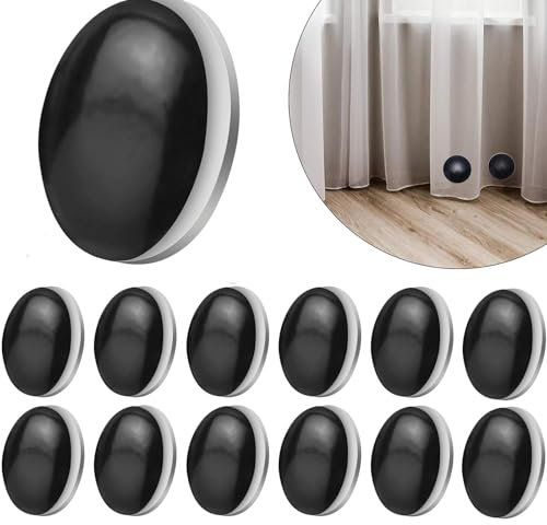 XoeLLe 12 Paires Aimant pour Rideaux, Poids Rond Rideau de Douche Lesté, Poids Rideau Douche, Empêchent Les Doublures de Rideau de Douche de Souffler pour Rideaux, Nappes, Rideaux Douche (Noir)