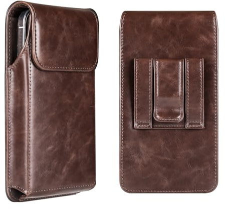 Étui de Ceinture Pochette Téléphone Portable Holster, Sacoche Telephone Homme Compatible pour iPhone 16 15 Plus 14 13 12 11 Pro Max XR Samsung Galaxy A55 A35 A15 A25 S20 FE Xiaomi Redmi Note 13 - Café