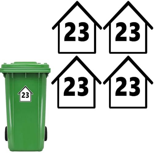 4-Teiliges Set Personalisierte Mülltonnenaufkleber,Wetterfest Aufkleber mülltonne mit Hausnummer und Straßenname,Personalisierte Mülltonnen Aufkleber für Wheelie Bins 140 x 150 mm/150x190mm