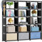 Bücherregal mit Fächern,würfelregal aufbewahrungsregal regalsystem,bookshelf, cube shelf für Schlafzimmer,Wohnzimmer, Home Office,Zur Aufbewahrung von Büchern, Kleidung,Spielzeug (Schwarz, 15 Gitter)