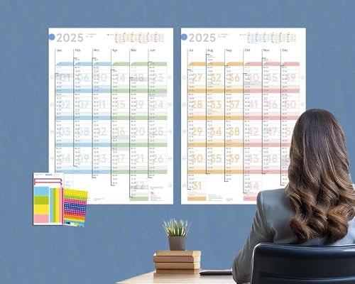 weekview Wandkalender Colour 2027, DIN A1 (2xA2h), abwischbar - mit Ferien & Feiertagen, Jahreskalender, Wandkalender 2026 | 12 Monate mit klarer Kalenderwoche