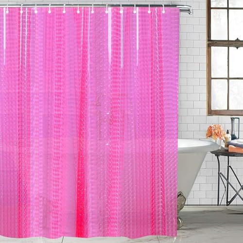 STCREE Rideau de douche en EVA transparent pour cabine de douche en EVA avec crochets (rose violet) YLST001 - 180 x 180 cm