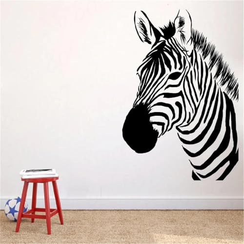 WEITAOSM Wandaufkleber mit Zebrakopf, schwarz-weiß, Tier-Zebra, Vinyl-Aufkleber, für Wohnzimmer, Schlafzimmer, Kinderzimmer, Kinderzimmer, Innendekoration