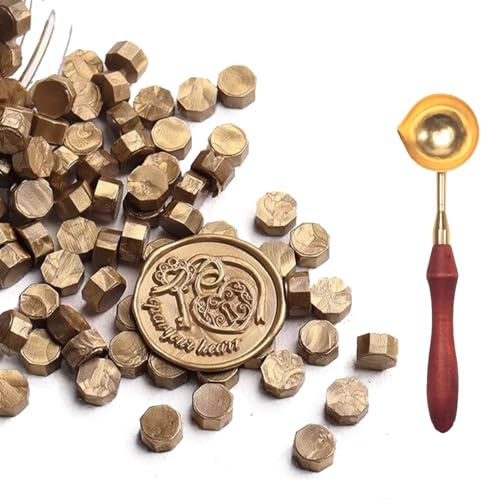 Siegelwachs Perlen, 100 Stück Wachs Wachssiegel Stempel, Achteckiges Wachssiegel Set, Wachssiegel Set Personalisiertes, Wachs für Siegel mit 1 Wachsschmelzlöffel für Einladungen, Umschläge, Karten