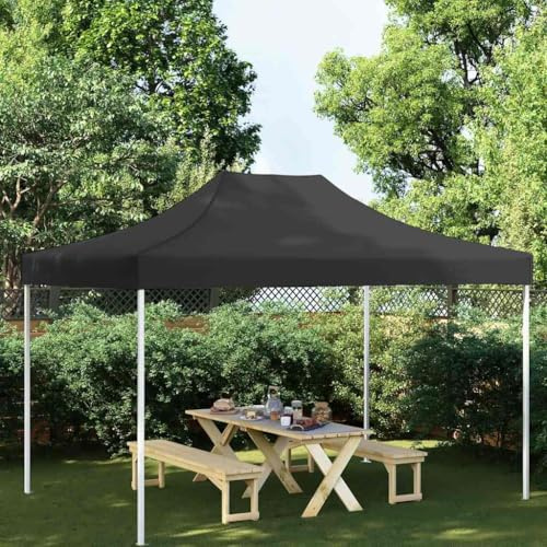 Mokuyary Bâche de rechange pour pavillon de jardin Housse de rechange pour toit de pavillon ancien Toit de tonnelle pour célébrations Noir 4,5 x 3 m 270 g/m²
