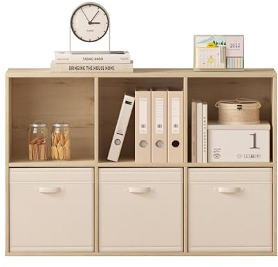 Jpiziso Cube Storage Organizer Bookshelf,Closed Back Display Bookcase,Cubby Shelf for Home Office,Living Room,Kids Room, Large Capacity Cube Storage Unit,6-Cube 35.98 L x 9.45 W x 24.09 H,White Oak