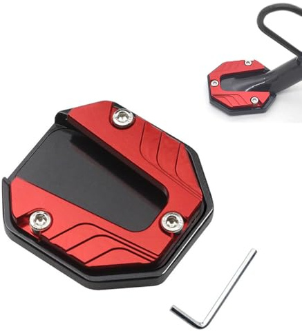 Woniyal Motorrad Ständer Fuß Seitenverlängerung für Suzuki Bandit Bandit1200 GSF 250 400 600 650 750 1200 1250, Motorrad Halterung CNC Aluminium Motorrad Seitenständer Verlängerung Pad,Red