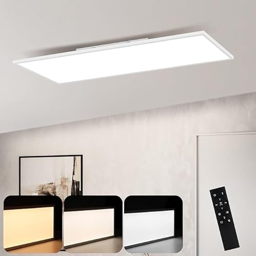 CBJKTX Deckenlampe LED Panel Dimmbar Deckenleuchte 80x30CM mit | Fernbedienung Deckenpanel Lang 39W Weiß Küchenlampe Flach Modern Tageslichtlampe Deck Bürolampe Rechteckig Wohnzimmer Küche