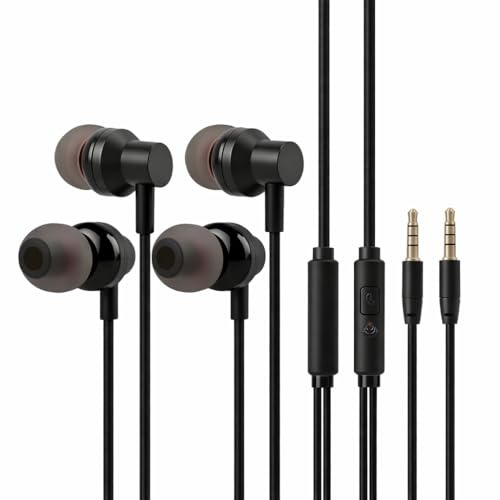 JiangZShangM 2 PCS 3.5mm Wired Earphones with Microphone, In Ear Headphones Wired for Clear Sound and Noise Isolation, Comfortable Wired Earbuds for Music Calls Travel and Daily Use