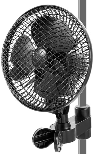Clip on Fan with Oscillation,Clip Fan for Grow Tent Fan,6-Inch Portable,Strong Airflow Low Noise,2-Speed&Adjustable Tilt,Quiet Magnetic Motor,Metal Grille,Indoor Gardening Ventilation,Black,UK Plug