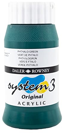 Daler Rowney System3 Acrylic Paint, Plastic Pot, 16.91oz - 500 ml, Phthalo Green