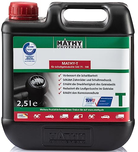 MATHY-T Schaltgetriebeöl-Additiv (2,5 l) - Verschleißschutz für Schaltgetriebe & Hinterachsen - Getriebeöl-Zusatz - Verbessert die Schaltung - Reduziert Verschleiß - Öl-Zusatz für SAE 75 bis 140