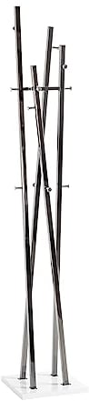 HAKU Möbel Garderobenständer Chrom, Chrom dunkel, weiß, Metall - Maße: B 35 cm x H 193 cm x T 35 cm, Style: Modern