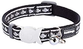 Red Dingo Cat Collar Reflective Fish, Black, Extra Small 12mm