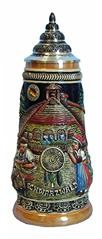 Bierkrug Schwarzwald Uhren Seidel, Uhrenträgerhenkel 0,5 Liter Bierseidel KI 305-U 0,5L