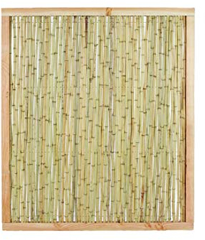 Bambuswand KOH Samui 2 140 x 120cm mit Bambusrohren Durchmesser 1,8 bis 2cm im Naturrahmen - Bambus Sichtschutzwand Bambuszaun 1,4m x 1,2m