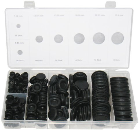 200 x Umfangreiche Gummi Stopfen Sortiment geschlossene Ausführung Blech Verschlußstopfen Gummimembran Set Karosseriemembran Karosseriestopfen Kunststoffstopfen Blindstopfen aus NBR im Sortimentsbox